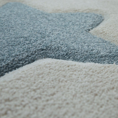 Nursery Rug for Kids Colorful Pastel Stars in Cream