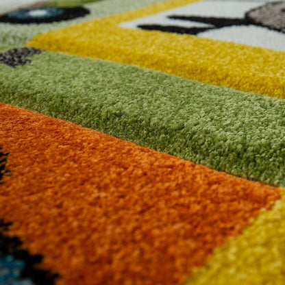 Nursery Rug Lilo Cute Animals on a Train Ride - Green Cream