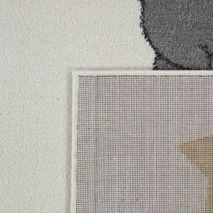 Nursery Rug For Kids, Elephant & Bear in Balloon in Cream