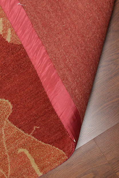 Tibetan Hand Knotted Area Rug Carpet Modern Wool & Silk Red New Red 7'10" x 9'10"