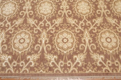 6' x 9' Hand Knotted Damask Wool & Bamboo Silk Area rug Brown
