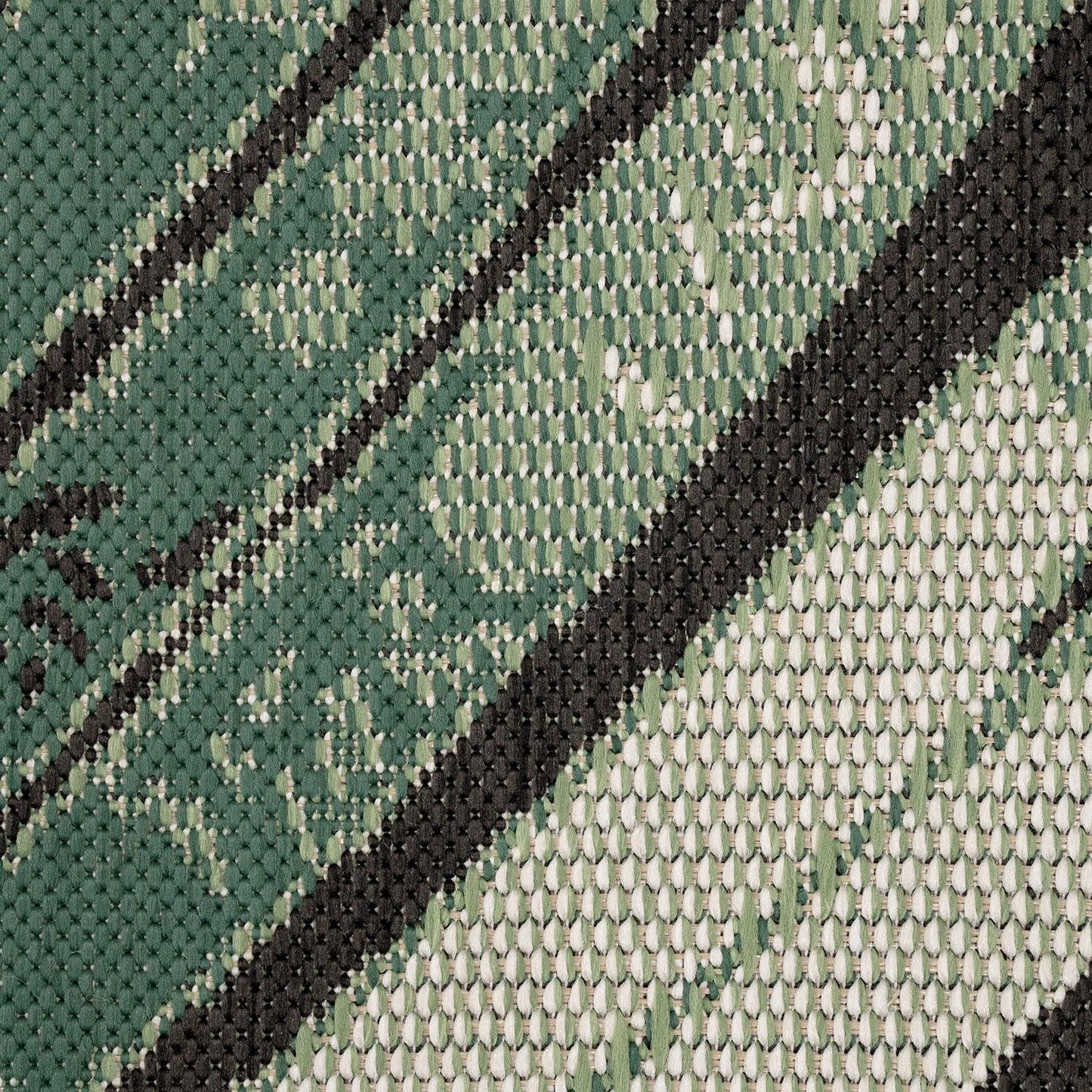 Outdoor Rug Ostende Palm Leaf Design Waterproof - Black Green