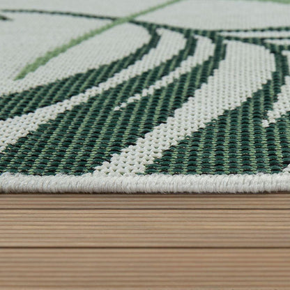 Outdoor Rug Ostende Palm Leaf Pattern - Green White