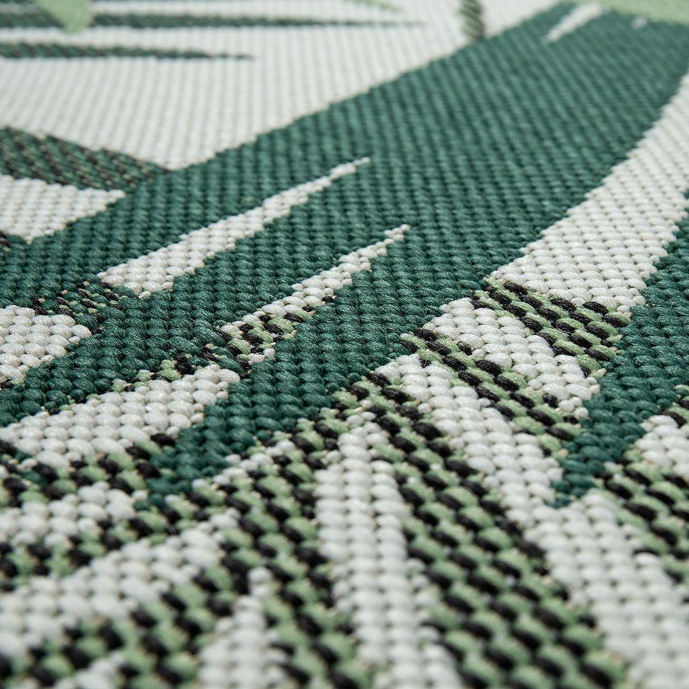 Outdoor Rug Ostende Palm Leaf Pattern - Green White