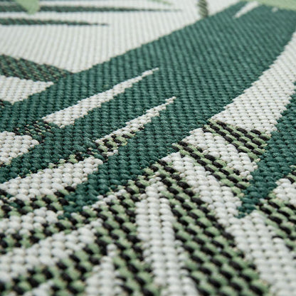 Outdoor Rug Ostende Palm Leaf Pattern - Green White