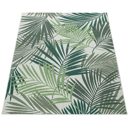Outdoor Rug Ostende Palm Leaf Pattern - Green White