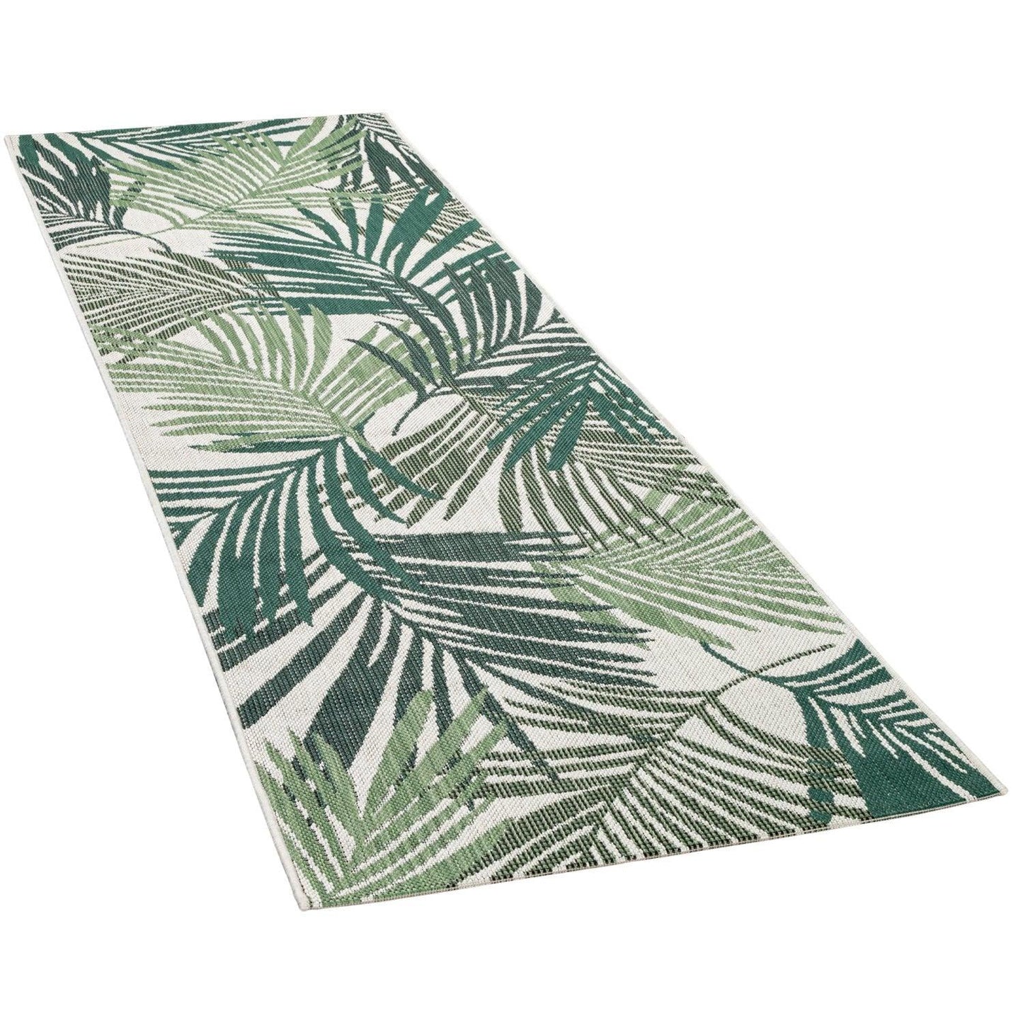 Outdoor Rug Ostende Palm Leaf Pattern - Green White