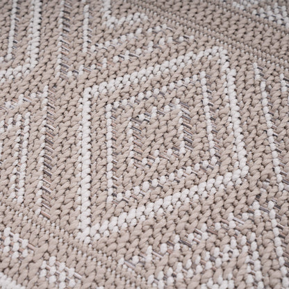 Outdoor Rug Vermont Stain-Resistant with Boho Pattern in Beige