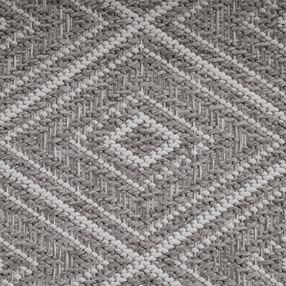 Outdoor Rug Vermont Stain-Resistant with Boho Pattern in Grey
