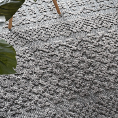 In- & Outdoor Rug Marrakesh High/Low Effect Trellis in Anthracite