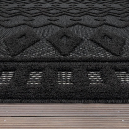 Indoor Outdoor Rug Livorno Geometric Trellis Pattern In Anthracite