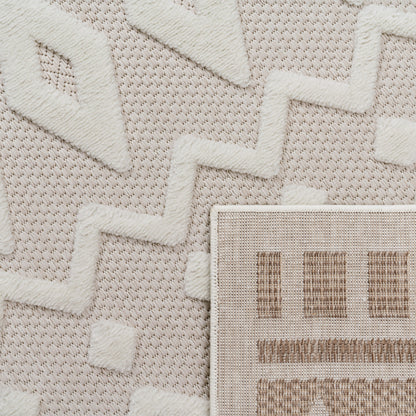 Indoor Outdoor Rug Livorno Geometric Trellis Pattern In Cream