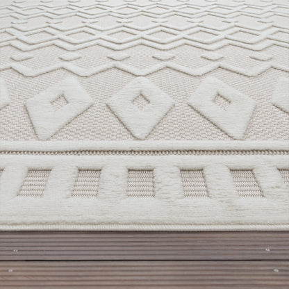 Indoor Outdoor Rug Livorno Geometric Trellis Pattern In Cream