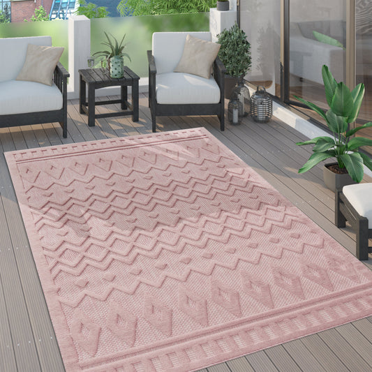 Indoor Outdoor Rug Livorno Geometric Trellis Pattern In Pink