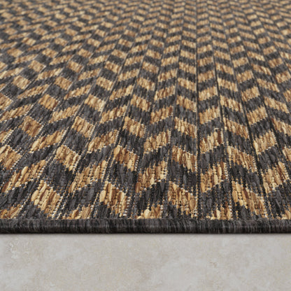 Indoor & Outdoor Rug Captera Herringbone Design in Brown