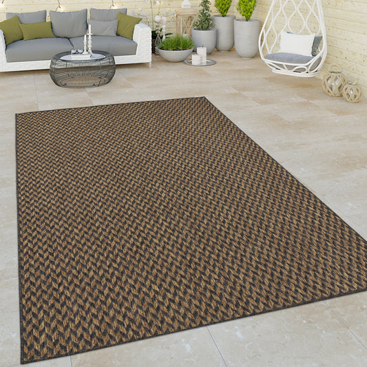 Indoor & Outdoor Rug Captera Herringbone Design in Brown