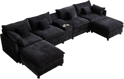 Oversized U Shape Cloud Sectional Sofa with Ottoman