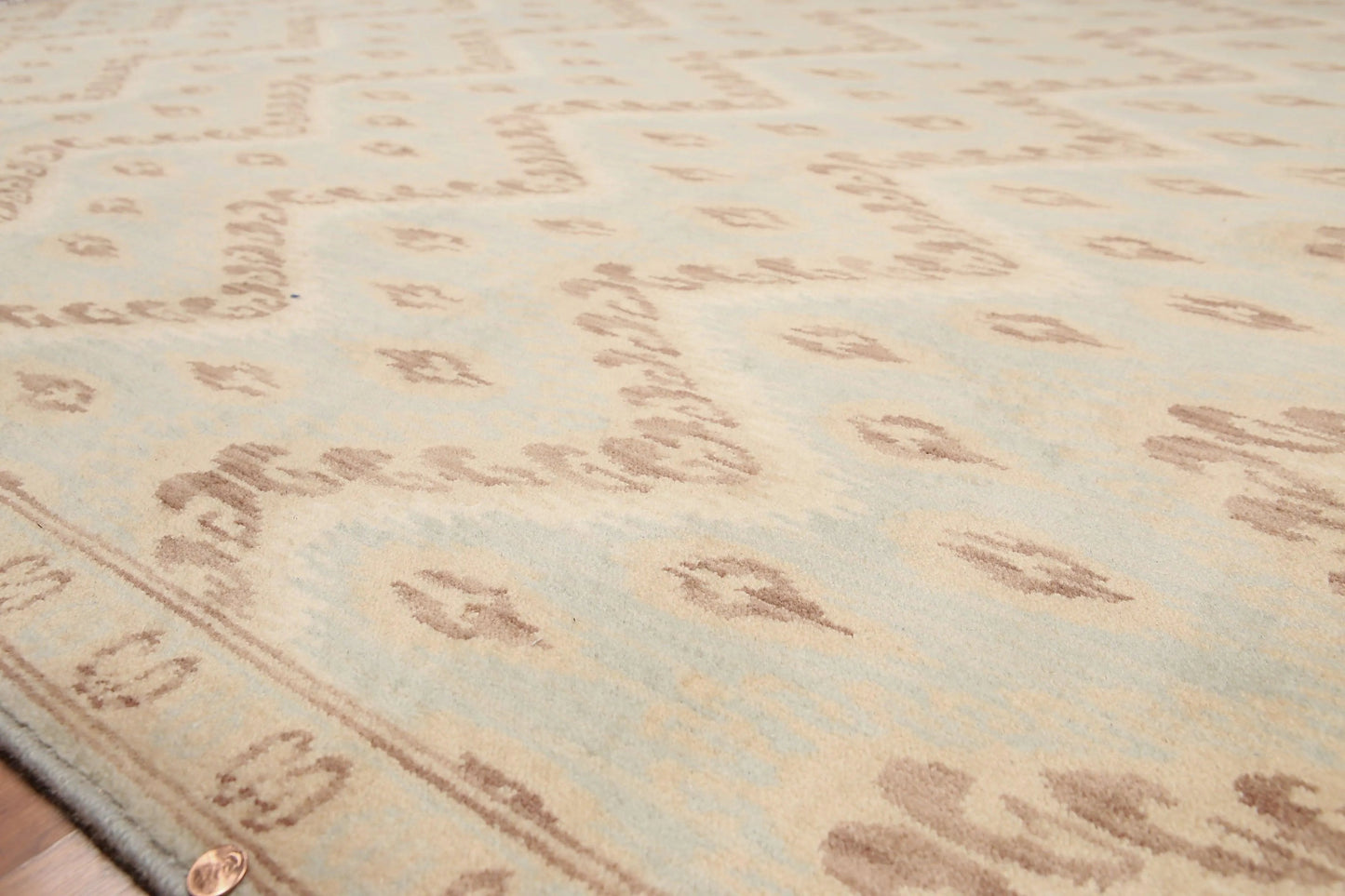 6' x 9' Hand Knotted IKAT Design 100% Area rug Aqua