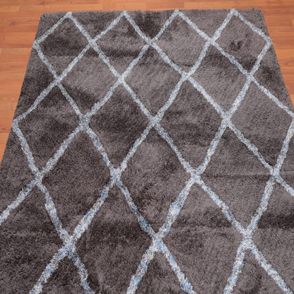 5'4" x 7'6" Handmade Super soft Moroccan Shag Area Rug Gray