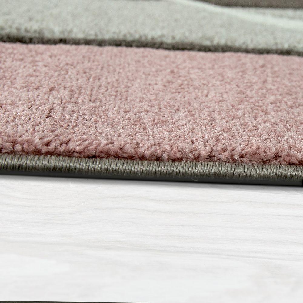 Pink White Area Rug Modern Contour Cut Pastel Colors