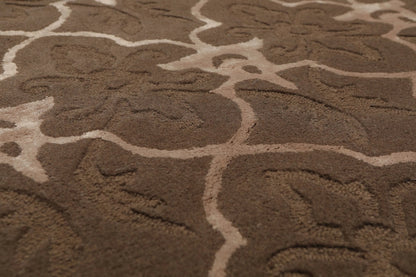 4x6 Brown, Tan Hand Tufted Wool & Bamboo Silk  Oriental Area Rug