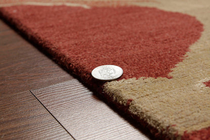 Tibetan Hand Knotted Area Rug Carpet Modern Wool & Silk Red New Red 7'10" x 9'10"