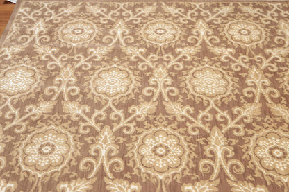 6' x 9' Hand Knotted Damask Wool & Bamboo Silk Area rug Brown