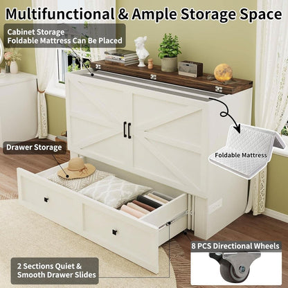 Murphy Bed Cabinet With Charging Station Queen Size