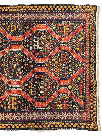 Rare Antique Handmade Caucasian Kazak Rug 4’ x 9’