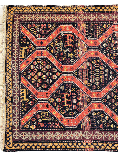 Rare Antique Handmade Caucasian Kazak Rug 4’ x 9’