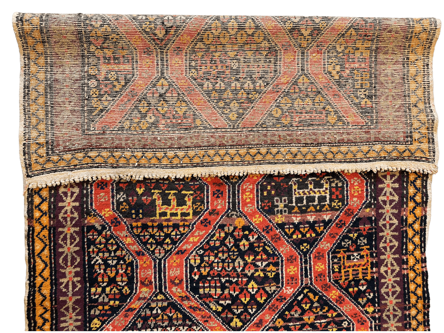 Rare Antique Handmade Caucasian Kazak Rug 4’ x 9’