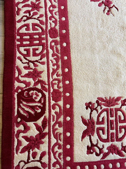 Red & Beige Chinese Art Deco Style Rug 11 x 15