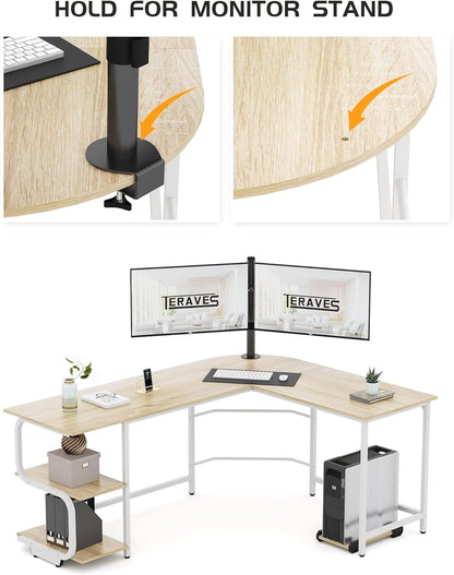 69 Inch Reversible L Shaped Desk For Home Office Use