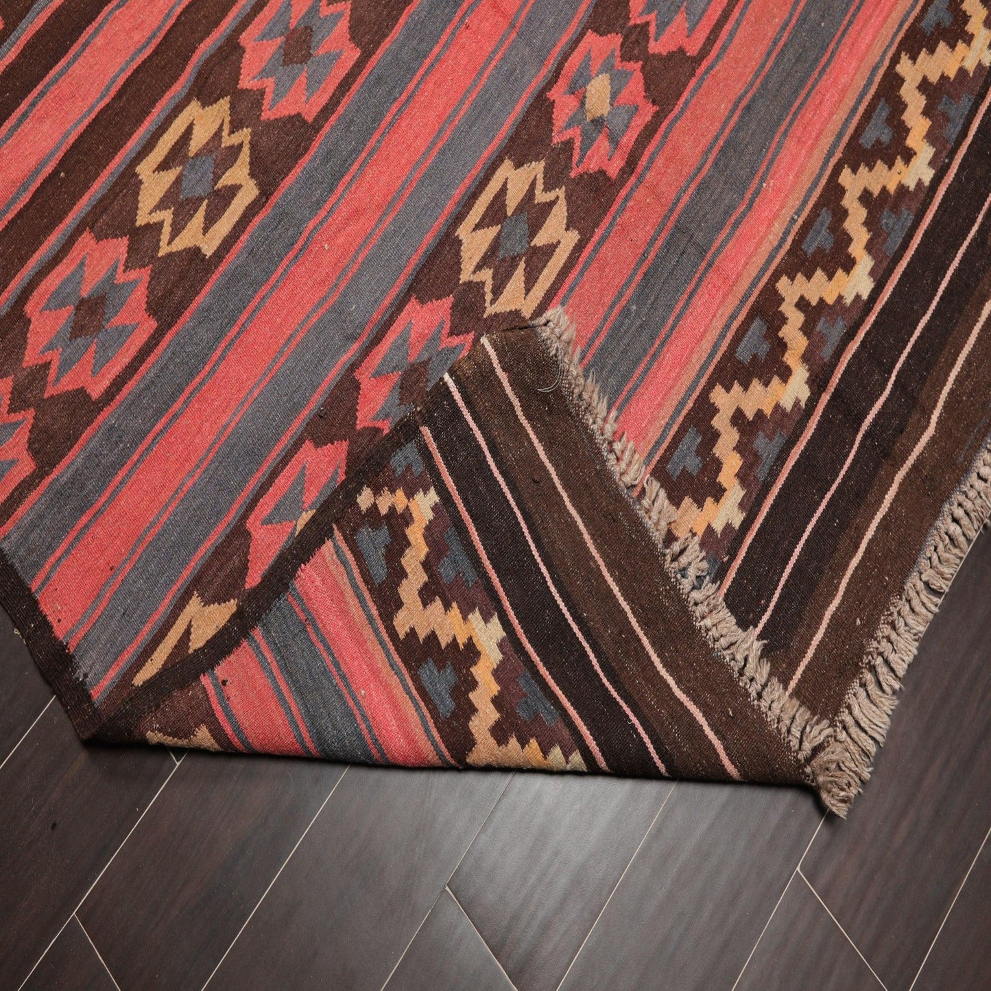 5'5" x 11'6" Vintage Hand-Woven Southwestern Kilim Oriental Area Rug Runner Rose