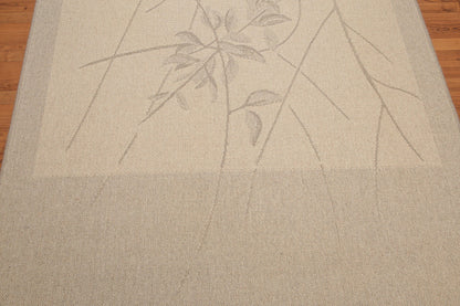 5'3" x 7'4" Contemporary Flat Pile Belgian 100% Wool Area Rug Beige