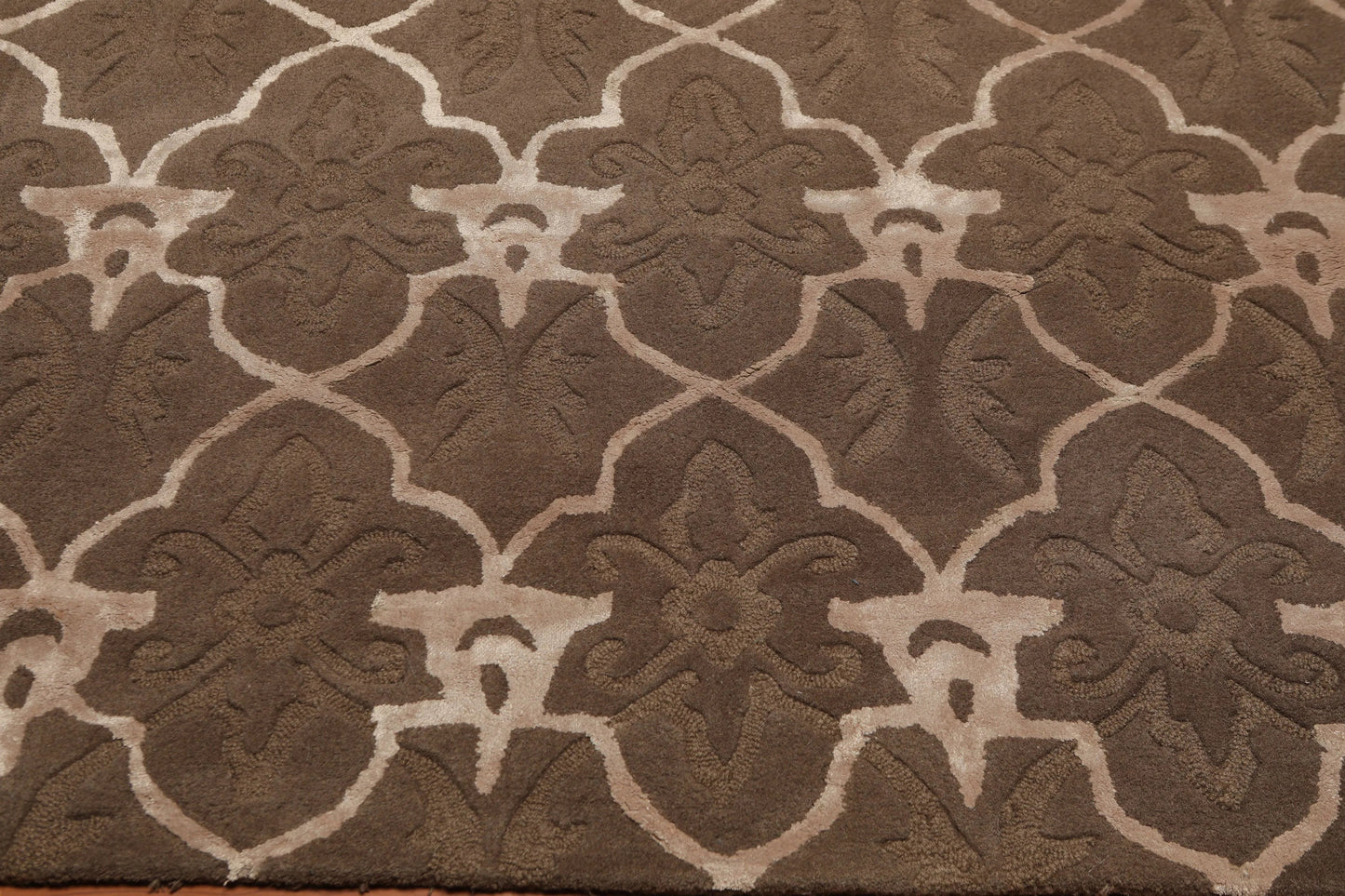 4x6 Brown, Tan Hand Tufted Wool & Bamboo Silk  Oriental Area Rug
