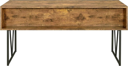 Rustic 63 Inch Writing Desk with Four Storage Drawers