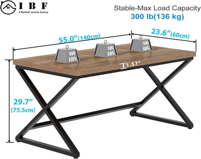 Rustic Oak 55 Inch Computer Desk For Home Office Modern