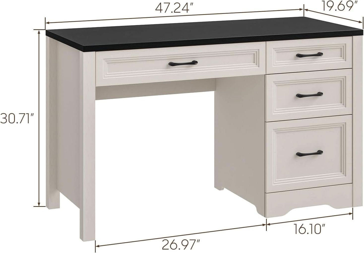 Rustic Farmhouse Executive Desk with Ample Storage Drawers