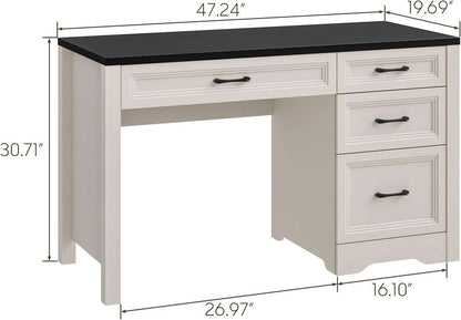Rustic Farmhouse Executive Desk with Ample Storage Drawers
