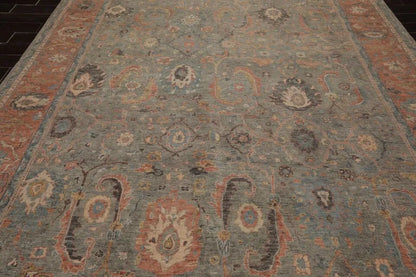 9x12 Gray, Blush Hand Knotted Distress Quality 100% Wool Traditional Oriental Area Rug