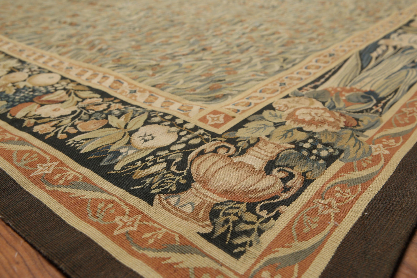 5'7" x 8' Hand woven Wool 300KPSI S. Fine French Needlepoint Tapestry Rug Green
