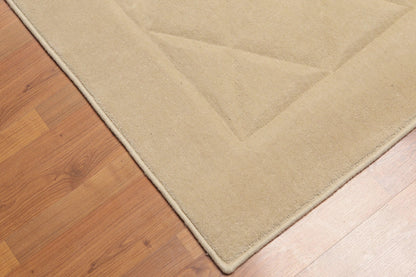 5' x 8' Designer Embossed Diamond Pattern 100% Wool Area Rug Beige
