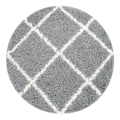Shag Rug Grey with Diamond Pattern Scandi Design