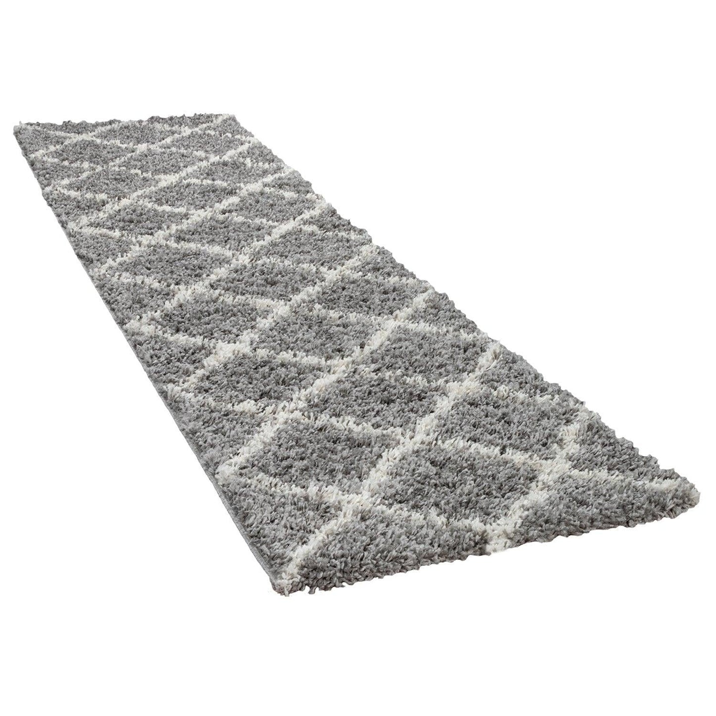 Shag Rug Grey with Diamond Pattern Scandi Design