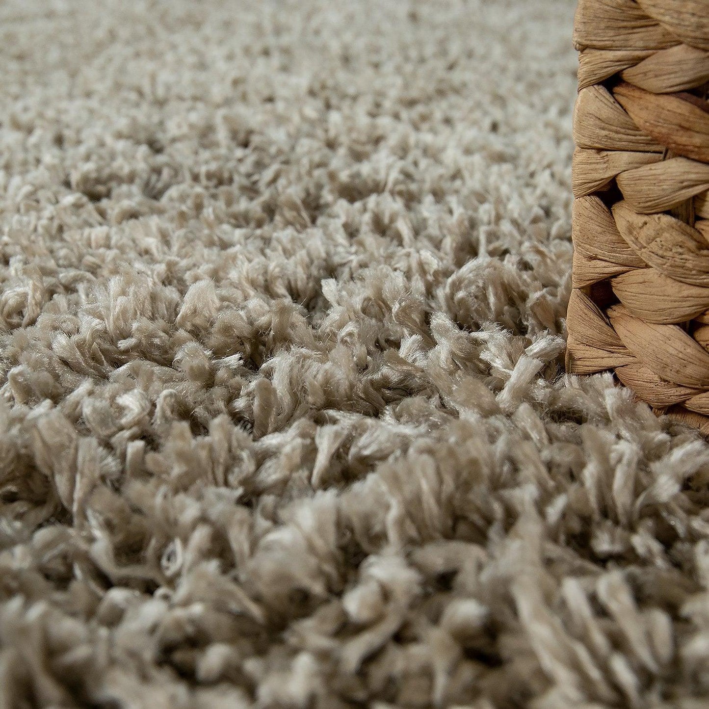 Simple High-Pile Rug Beige Brown Living Room Robust