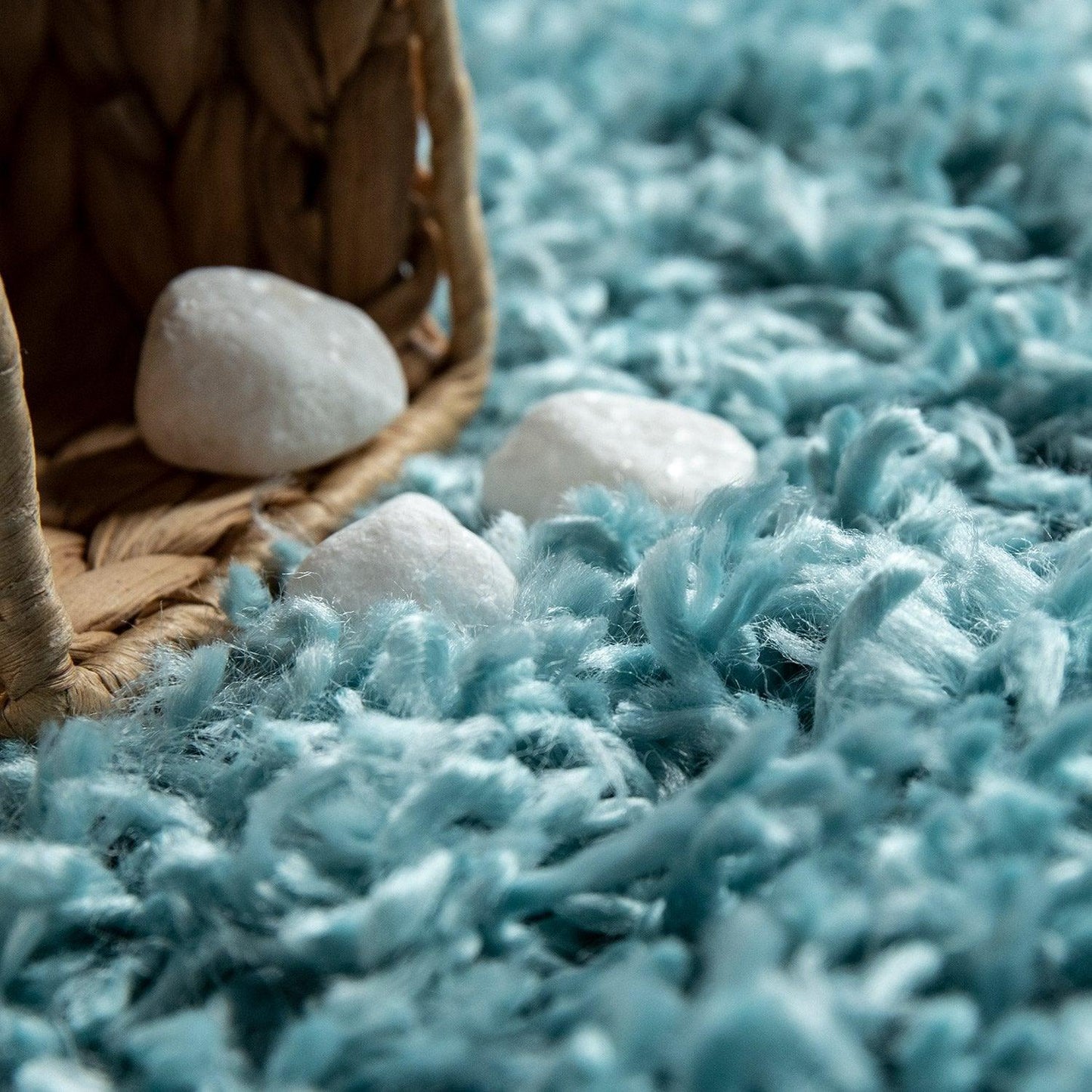 Simple High-Pile Rug Blue Turqouis Living Room Robust