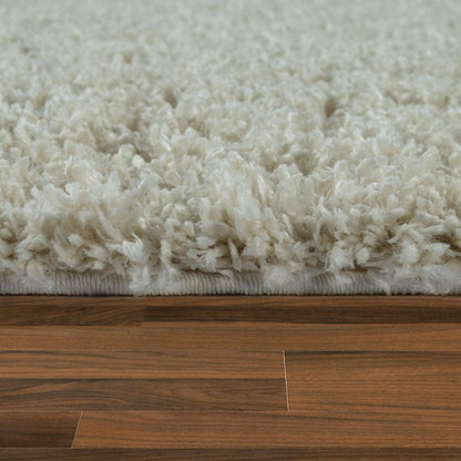 Simple High-Pile Rug White Cream Living Room Robust