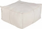 Friendsville Solid & Striped Ivory Pouf