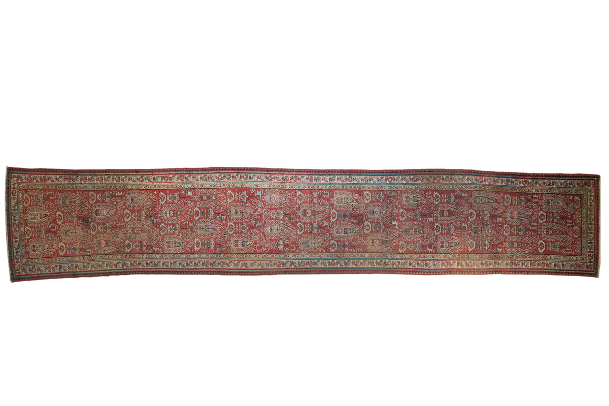3x14.5 Vintage Distressed Fragment Malayer Rug Runner